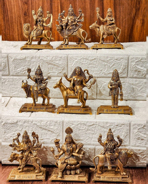 Beautiful Nav Durga Statues in Brass -ANUB001NDS