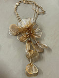 Goldy, Celebrity inspired Handmade fusion long flower choker in Rose gold plating-LR001GN