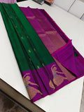 Pure kanchipuram silk sarees handwoven with 2 g pure jari unique collection-SRI001DG