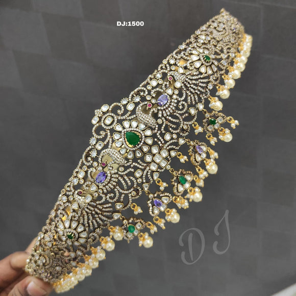 Aparna, elegant Gold Finish Diamond Hip Belt for Women -SHAKI001HBA