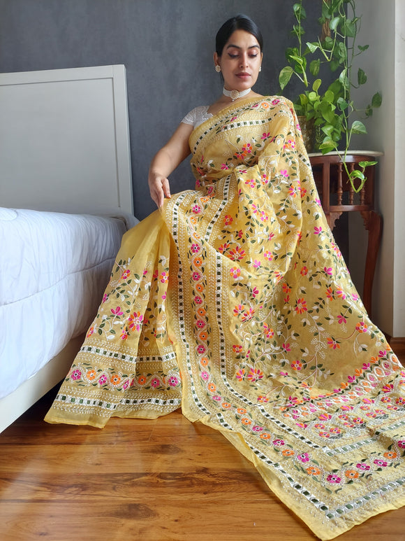 Fresh Arrivals Trisha pure soft kadi silk saree with heavy embroidery -SPARK001YS