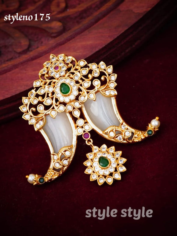 Bharathi , elegant matte gold finish Tiger Nail inspired Pendant -SHAKI001TP