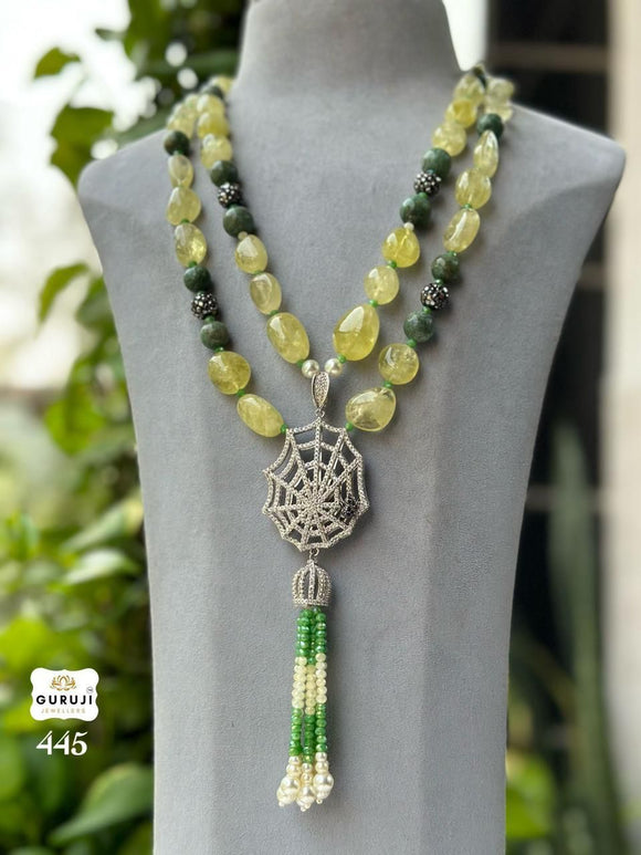 Elantra , elegant Green shades Bead Necklace for women -SANDY001ENS
