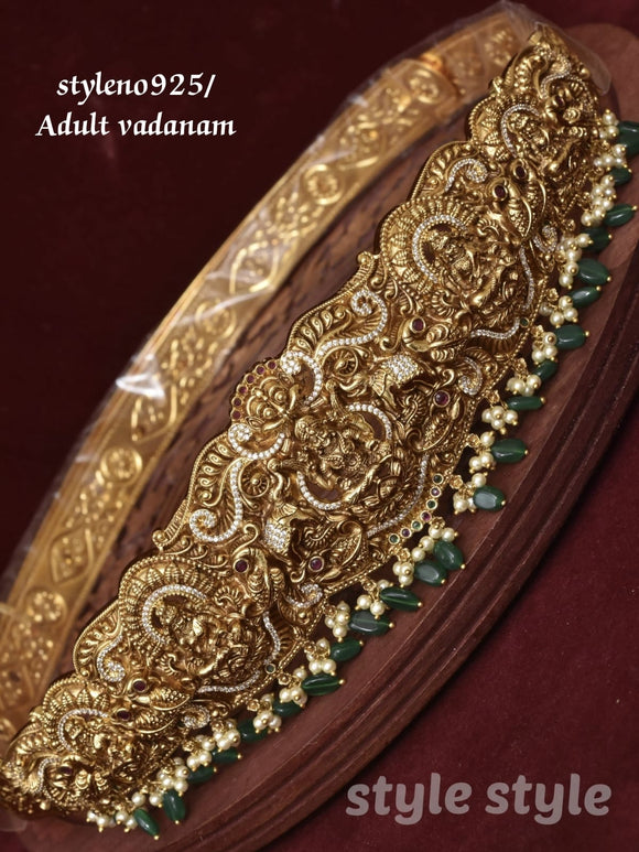 Manjari , elegant Gold Finish Goddess Lakshmi Design Hip belt for women -SHAKI001HB
