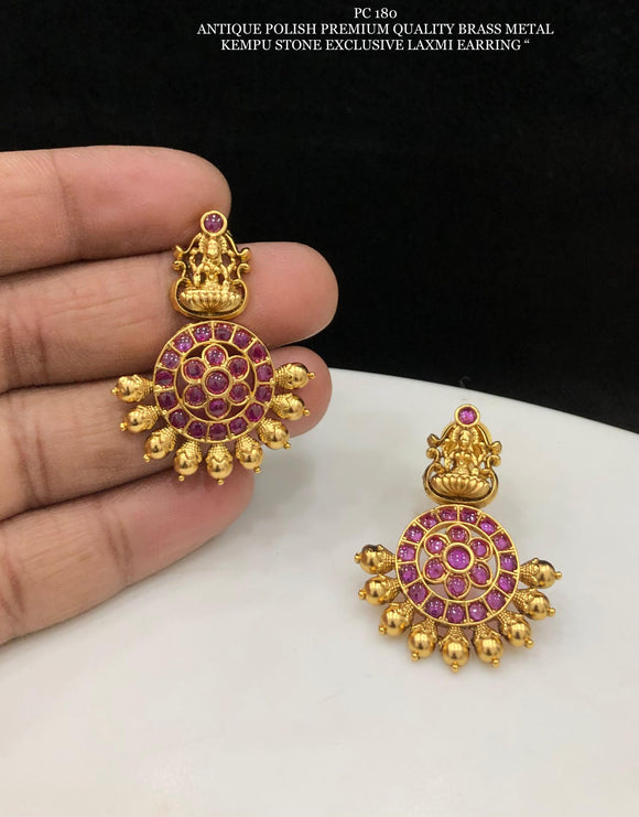 Pink Sundari , elegant matte gold finish Kemp Earrings for women -SHAKI001PE
