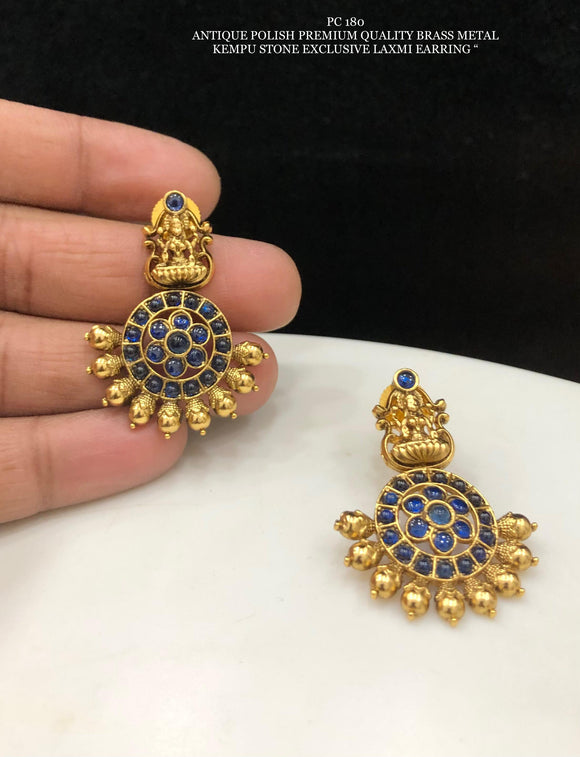 Blue Sundari , elegant matte gold finish Kemp Earrings for women -SHAKI001BE