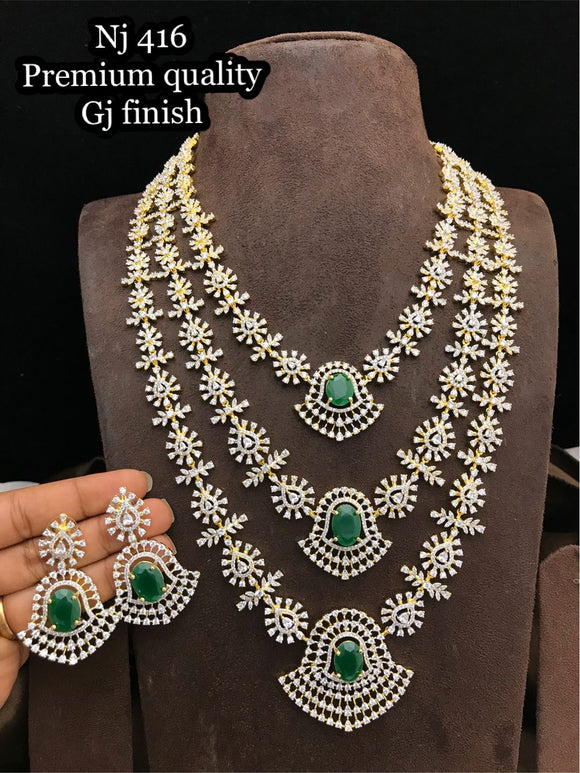 Atharva , premium quality Gold Finish Diamond Model Layered Necklace set for women -SHAKI001LNSA