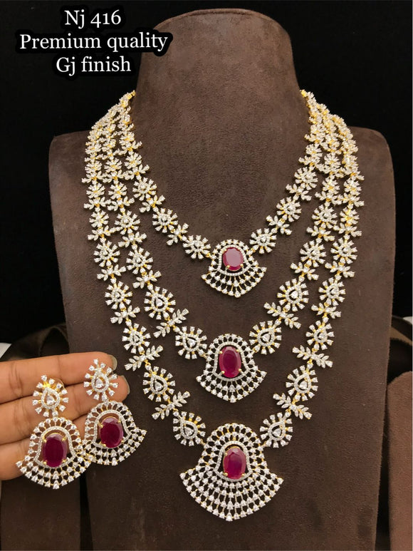 Apurva , premium quality Gold Finish Diamond Model Layered Necklace set for women -SHAKI001LNS