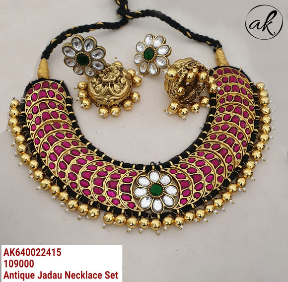 Ahalya Blue , Antique Jadau Necklace set for women -SHAKI001ANSB (Copy)