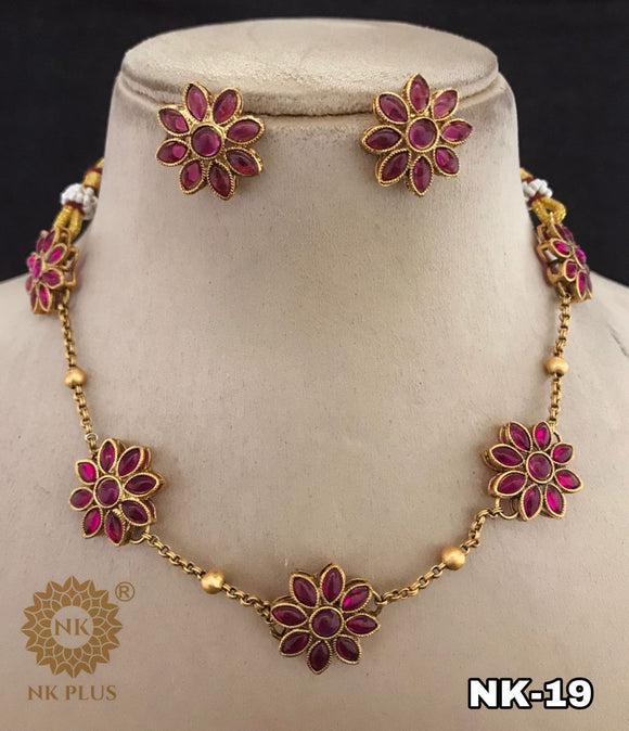 Manjushree , elegant Gold finish necklace set for women -LR001NSGF