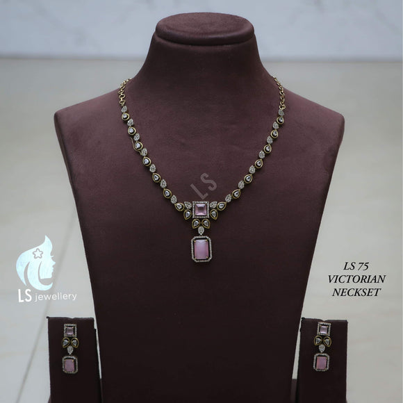 Roja , elegant Victorian Finish Necklace Set for women -SHYA001VNS