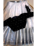 Black and White Organza Lehenga with Velvet Top -DF4001BWL