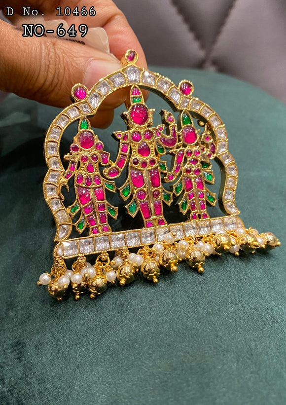 Ram Parivar Designer  Gold Finish Big Size Kemp Pendant / Locket for Women -LR001BSPRP