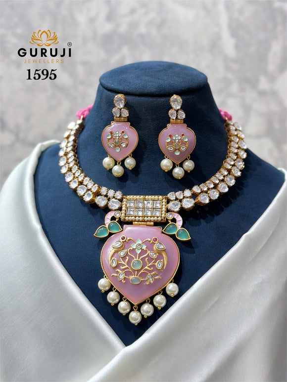 Vyshaki elegant Antique Finish Kundan Necklace Set for women