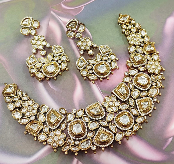 Kundan Polki Jadau Jadau Kundan Polki Choker Necklace Set – Live