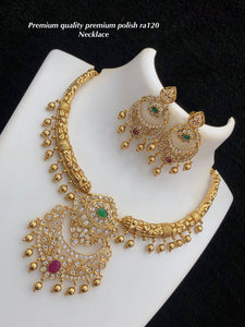 Bhama elegant matte gold finish necklace set for women