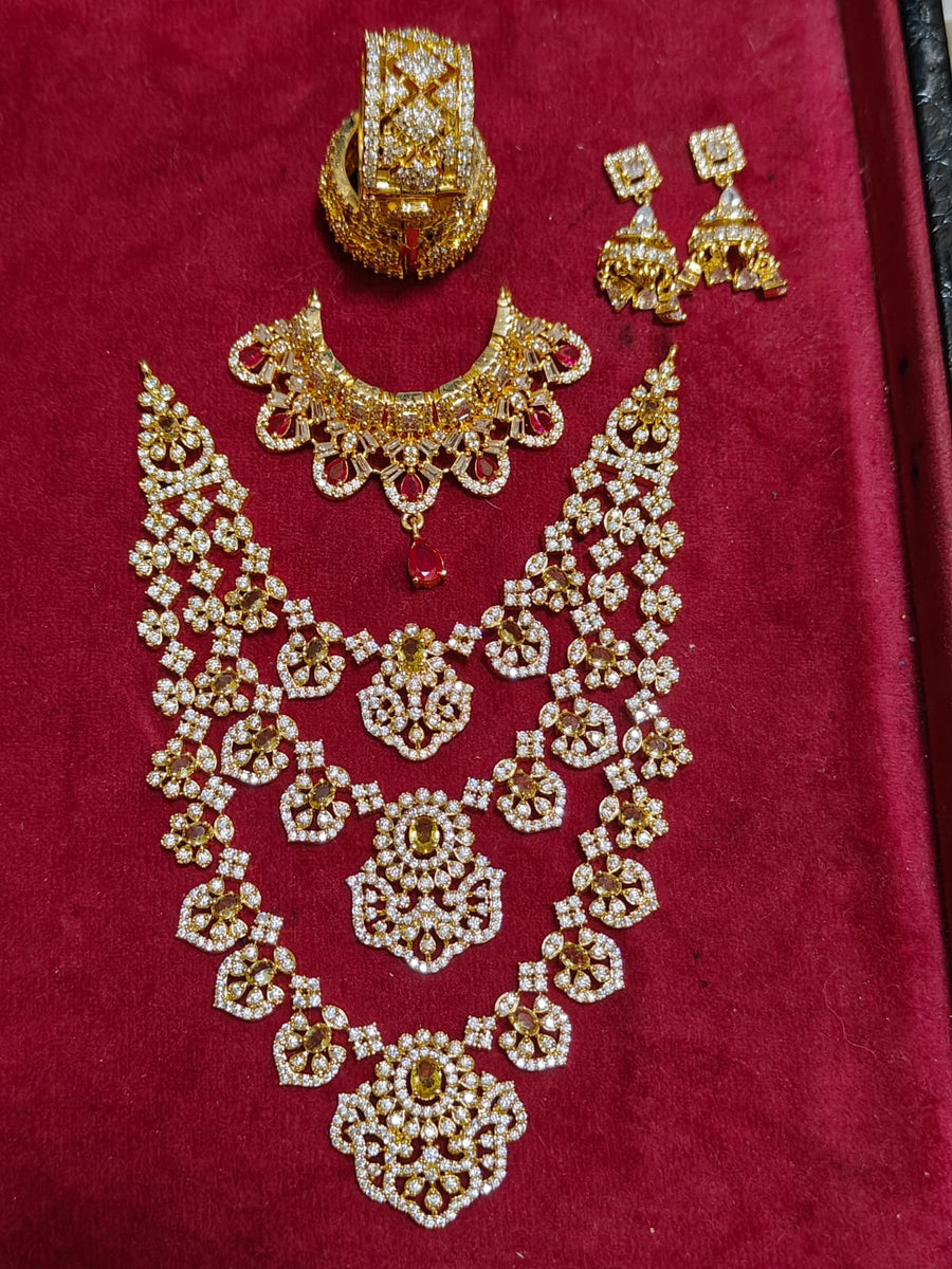 Mata Rani Jewellery set in American Diamond-BRIJ001MJ – www.soosi.co.in