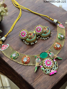 Papiha ,Antique Gold Finish elegant Meenakari Designer Necklace