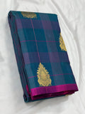 Sharmila , elegant&nbsp; Peacock Blue and Purple Color Combination Kanjeevaram Silk Saree for Women -SACHI001PBP