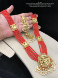 Chandravadana , Antique Finish Premium Brass Metal Kemp Stone Exclusive Coral Beads Necklace Set-SHAKI001CN