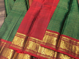 Banumathi , elegant Green and Red color combination  Kanjivaram Silk Saree for Women - SACHI001RGA