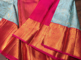 Arunima , elegant Blue and Red Shade Kanjivaram Silk Saree for Women - SACHI001BR