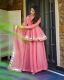 Pink Gotapati work Palazzo and Top with Dupatta  for women -SHRI001PT