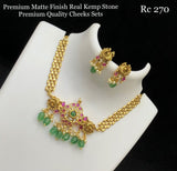 Sarangini , elegant Matte Gold Finish Kemp Necklace Set for Women -SHAKI001KN