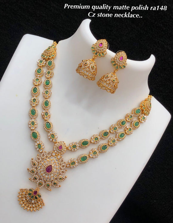 Vanajalakshmi , elegant Matte Gold Finish Necklace set for women -SHAKI001VL