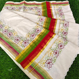 Madhubala , elegant Kerala Cotton Saree with Cutwork Design- DEEP001KCS