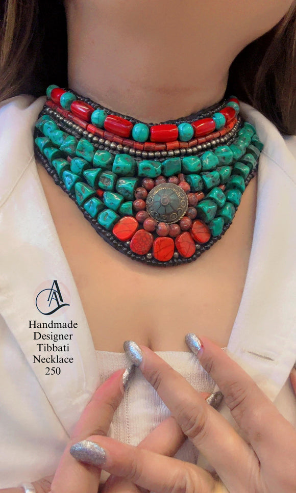 Malaka , elegant Tibetan Inspired Choker Necklace for Women -JAYDU001TN