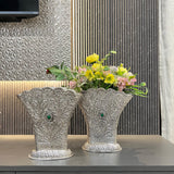 Set of 2 , Exclusive German Silver Hand Engraved Flower Vase for Decorating Your Puja Room This Janmashtami 2025-AKSH001FV