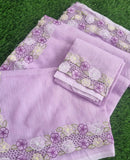 Elegant soft Kota saree with delicate floral embroidery and lace detailing-DEEP001VKS