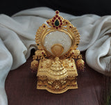 Sonakshi , elegant Matt Gold Finish Kumkum Dabbi / Sindoor Dabbi with Goddess Lakshmi engraved-SONA001KM