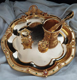 Ambika , elegant Gold Plated Thali Set for Puja / Festivals-SONA001PT