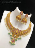 Sharmika , Elegant Matt Gold Finish Temple Necklace set for women -SHYAM001TN