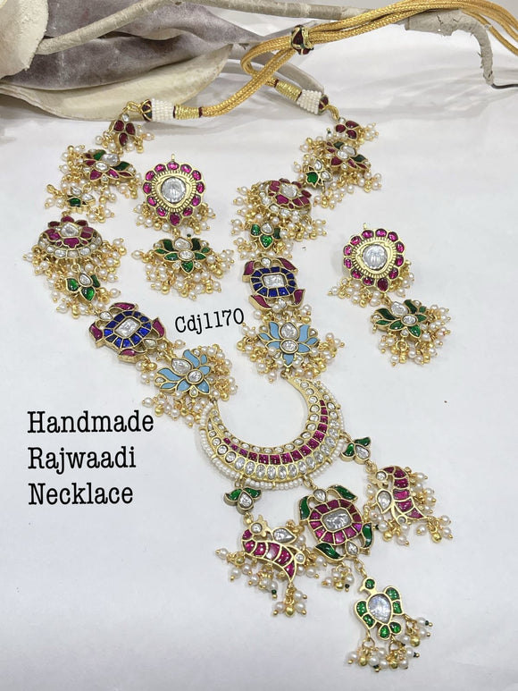 Madhulika , elegant Antique Finish Handmade Rajwadi Kundan Necklace Set for women -JAYDU001KNR