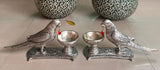 Silver Finish Parrot on stand with bowl for dry fruits/chocolates -ANUB001DF