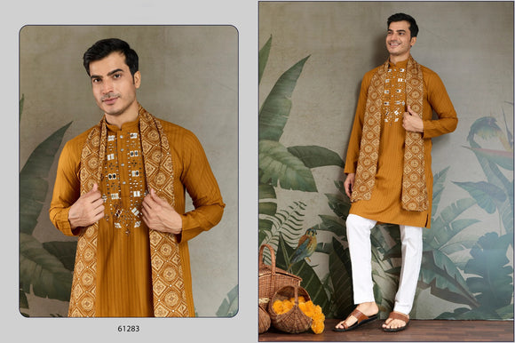 New Exclusive Festival Men's Wear Kurta with Dupatta and Pant Collection -ANUB001KPD