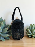 Black Premium Crystal Ball Bucket Bag Clutch for Women -AKSH001BC