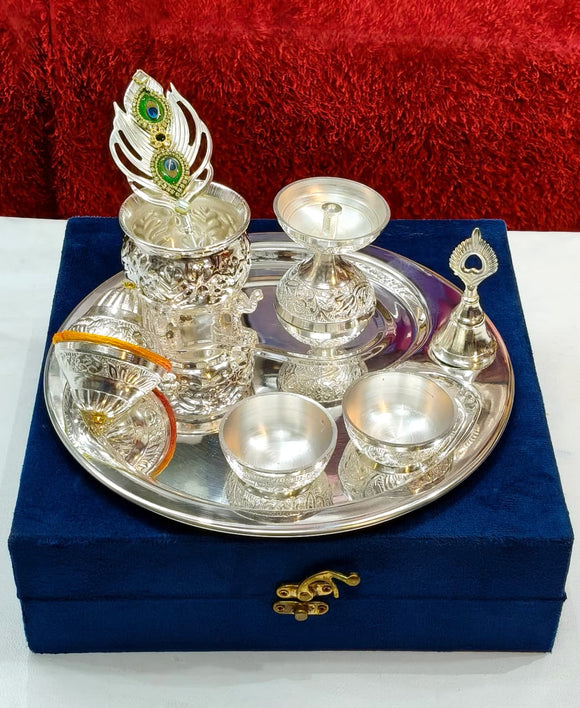 Ashirwad , German silver  carving Tilak Set for Puja and Gifting Purpose -ANUB001ST