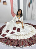 White Cotton Lehenga Choli Duppatta for Navratry 2025 -PANK001WL