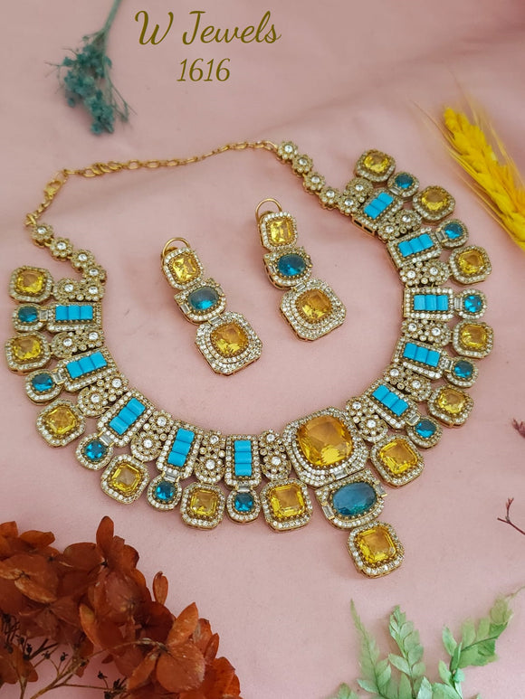 Rosanna , Matte Gold Finish Designer Necklace Set for women -SONAM001SNBY