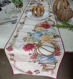 Pumpkin Love , Digitally printed pumpkins velvet fabric runner with beadwork-AKSH001PBR