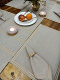 Elegant and Classic natural linen table runner, placemats and matching napkins set-AKSH001TL