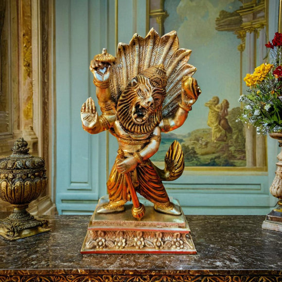 God Narsingh in Brass (Silver and Gold Finishing)-MK001NS