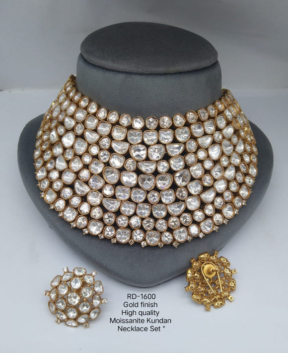 Bhumarupa  ,Gold Plated Designer Bridal Kundan Necklace Set for Women-JAYDU001HK