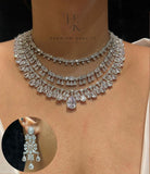 Rakhee , elegant Layered American Diamond Necklace Set for women -JAYDU001AD