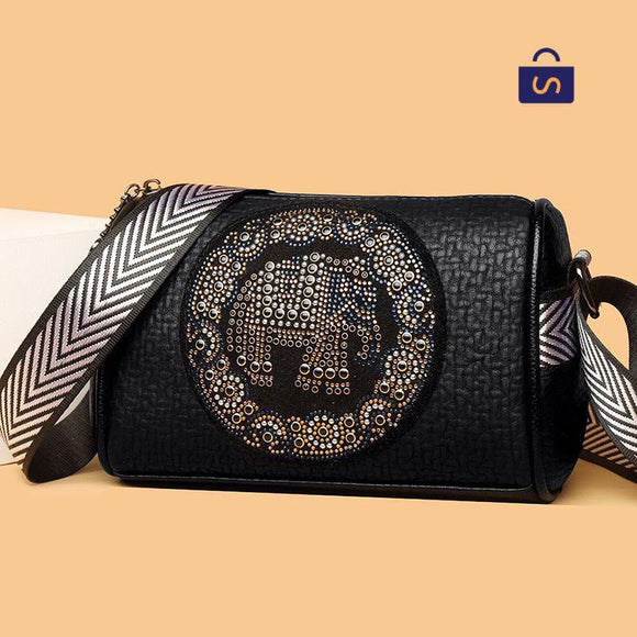 Black Sling Bag with Elephant Design -GUP001BL