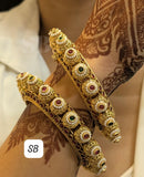 Royalty inspired Antique Gold Finish  beautiful openable Bangles in pair-JAYDU001BL